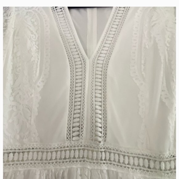 NEW White Lace Boho Dress Large - Picture 2 of 4